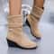 Elegant High Heels Women Wedges Boots New Winter Fashion Casual Shoes Round Toe Platform Solid Color Boots
