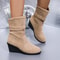 Elegant High Heels Women Wedges Boots New Winter Fashion Casual Shoes Round Toe Platform Solid Color Boots