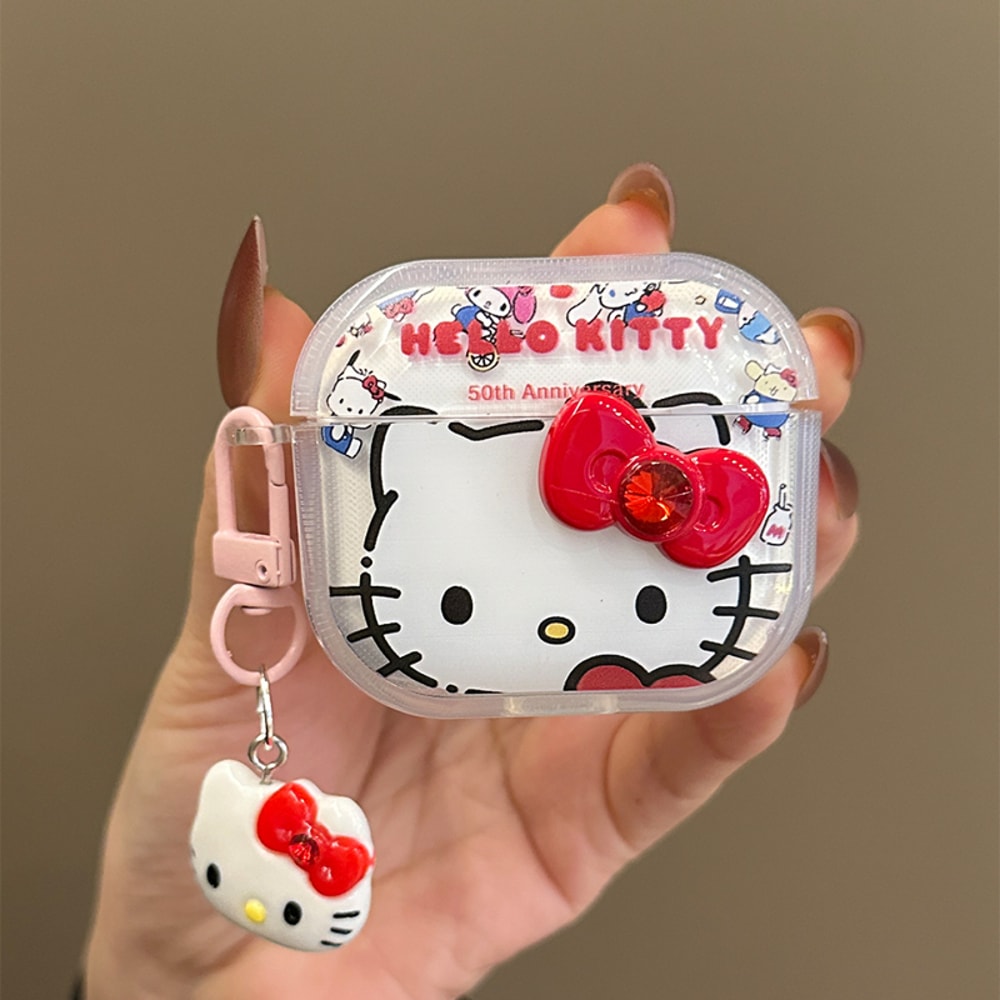 3D Hello Kitty Bowknot Earphone Case, Cute Sanrio Earphone Holder, Hello Kitty 3D Case for Earphones