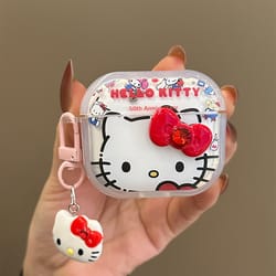 3d hello kitty bowknot earphone case, cute sanrio earphone holder, hello kitty 3d case for earphones