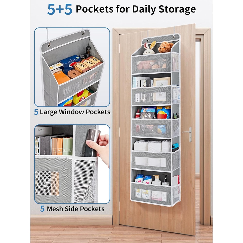 Shelf Hanging Over The Door Organizer Storage With 5Large Capacity Pockets For Bedroom Bathroom 3