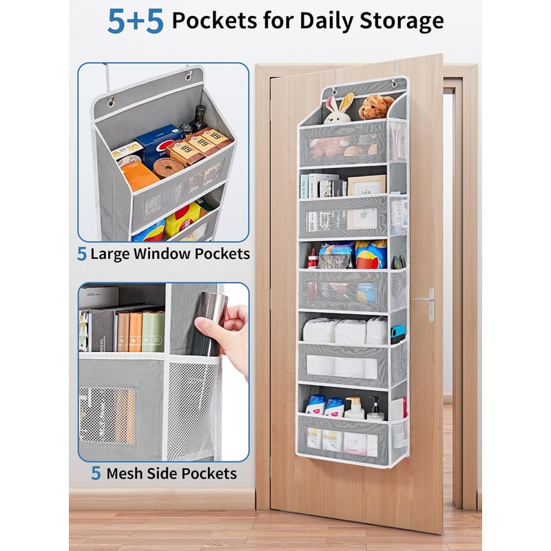 Shelf Hanging Over The Door Organizer Storage With 5Large Capacity Pockets For Bedroom Bathroom 3