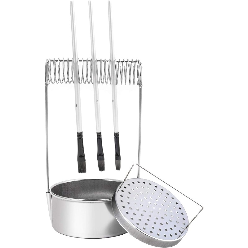 Stainless Steel Portable Artist Brush Washer With Wash Tank Removable Screen Brush Holder Paint Bru 0