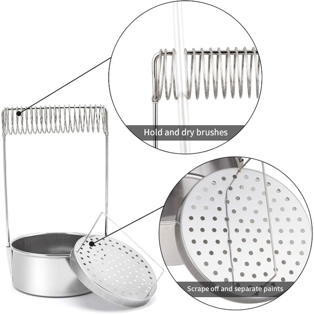 Stainless Steel Portable Artist Brush Washer With Wash Tank Removable Screen Brush Holder Paint Bru 3