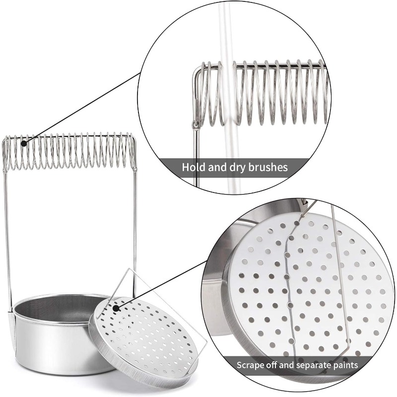 Stainless Steel Portable Artist Brush Washer With Wash Tank Removable Screen Brush Holder Paint Bru 3
