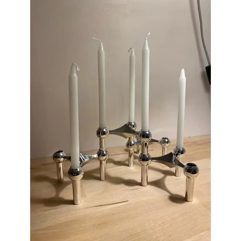 Nordic Silver Metal Molecular Structure Candle Holder Living Room Candelabra Home Decoration Gift E 0
