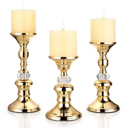 vintage gold metal pillar candle holders elegant crystal pillar candle stands