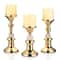 Vintage Gold Metal Pillar Candle Holders Elegant Crystal Pillar Candle Stands 0