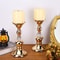 Vintage Gold Metal Pillar Candle Holders Elegant Crystal Pillar Candle Stands 2