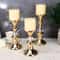 Vintage Gold Metal Pillar Candle Holders Elegant Crystal Pillar Candle Stands 5