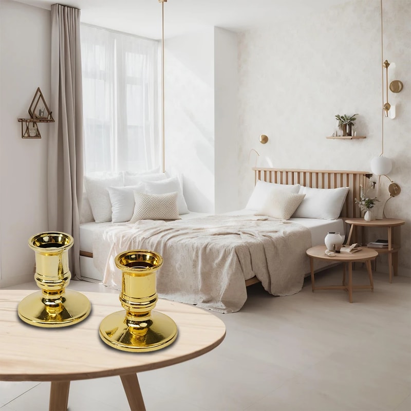 Silver Gold Taper Candle Holders Candlestick Rod Wax Base Home Decor Wedding 1