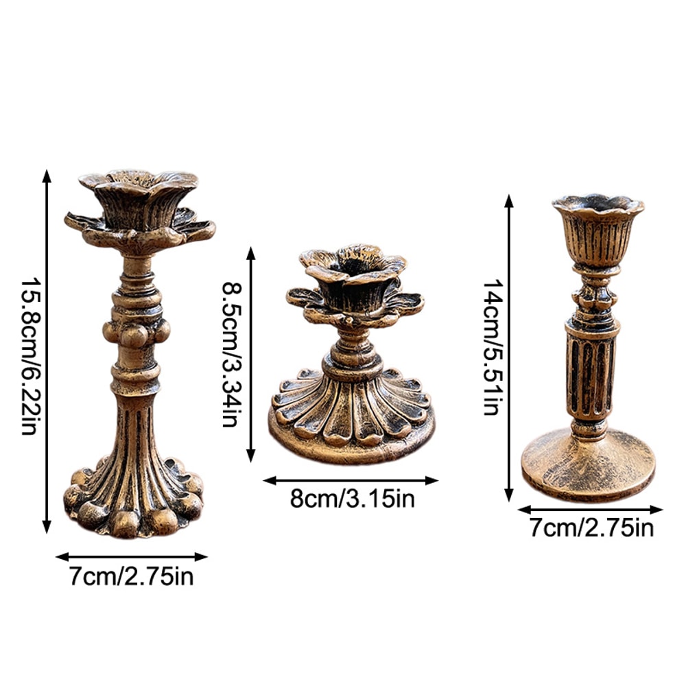 Antique Bronze Finish Resin Candle Holders Vintage Taper Candle Sticks For Wedding Dinner Party Tab 4