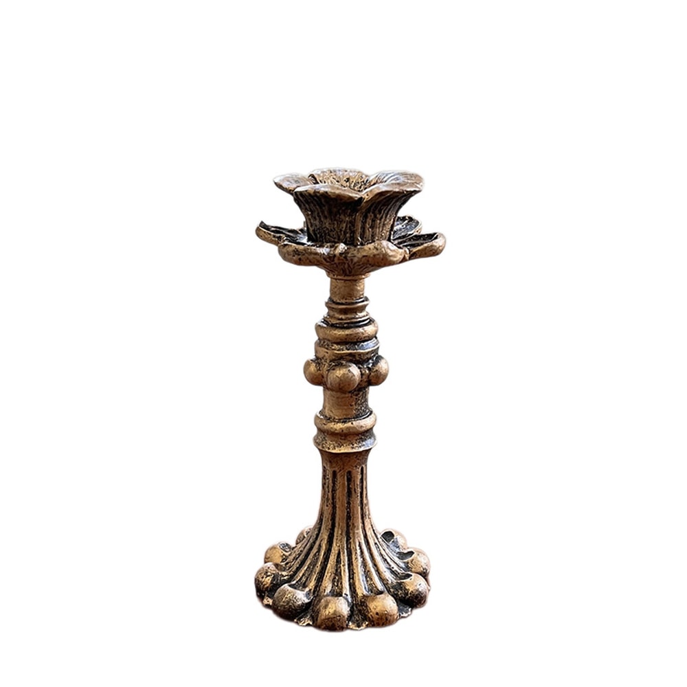Antique Bronze Finish Resin Candle Holders Vintage Taper Candle Sticks For Wedding Dinner Party Tab 7