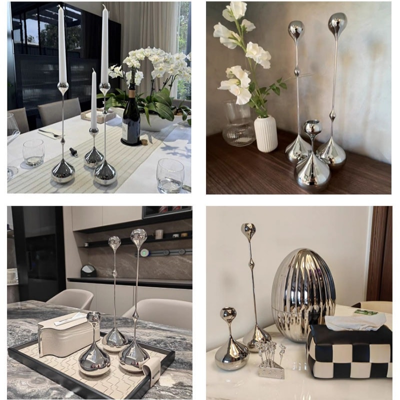 Metal Candlestick Silver Candle Holder Romantic Art Table Decoration For Wedding Dining Photography 2
