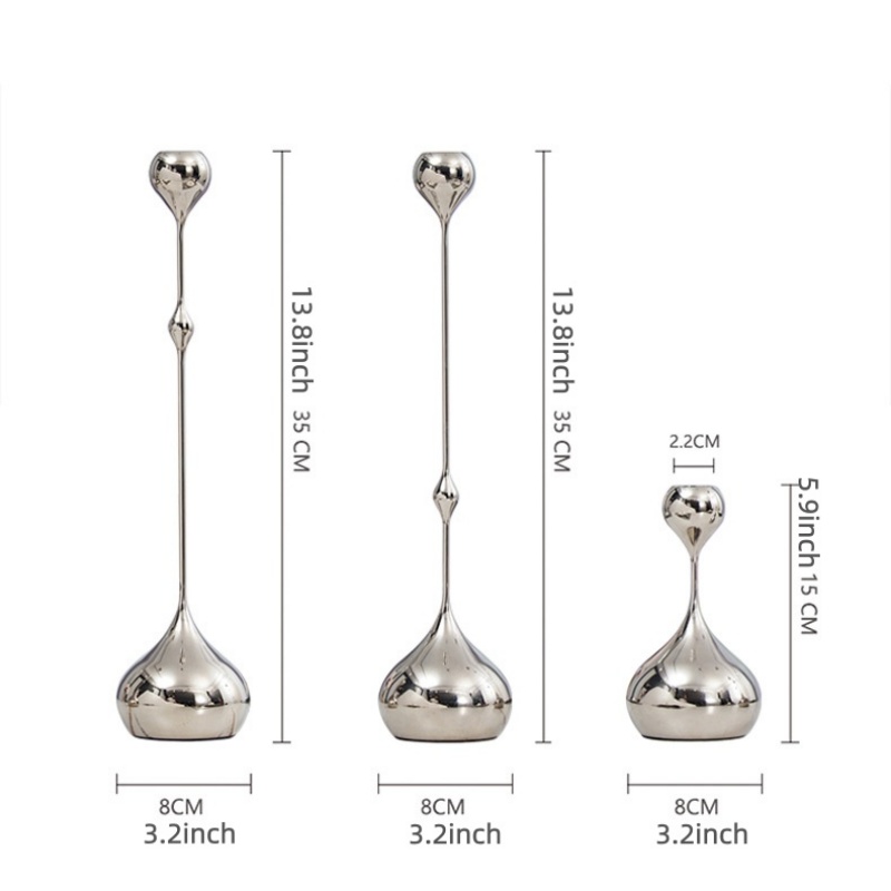 Metal Candlestick Silver Candle Holder Romantic Art Table Decoration For Wedding Dining Photography 8