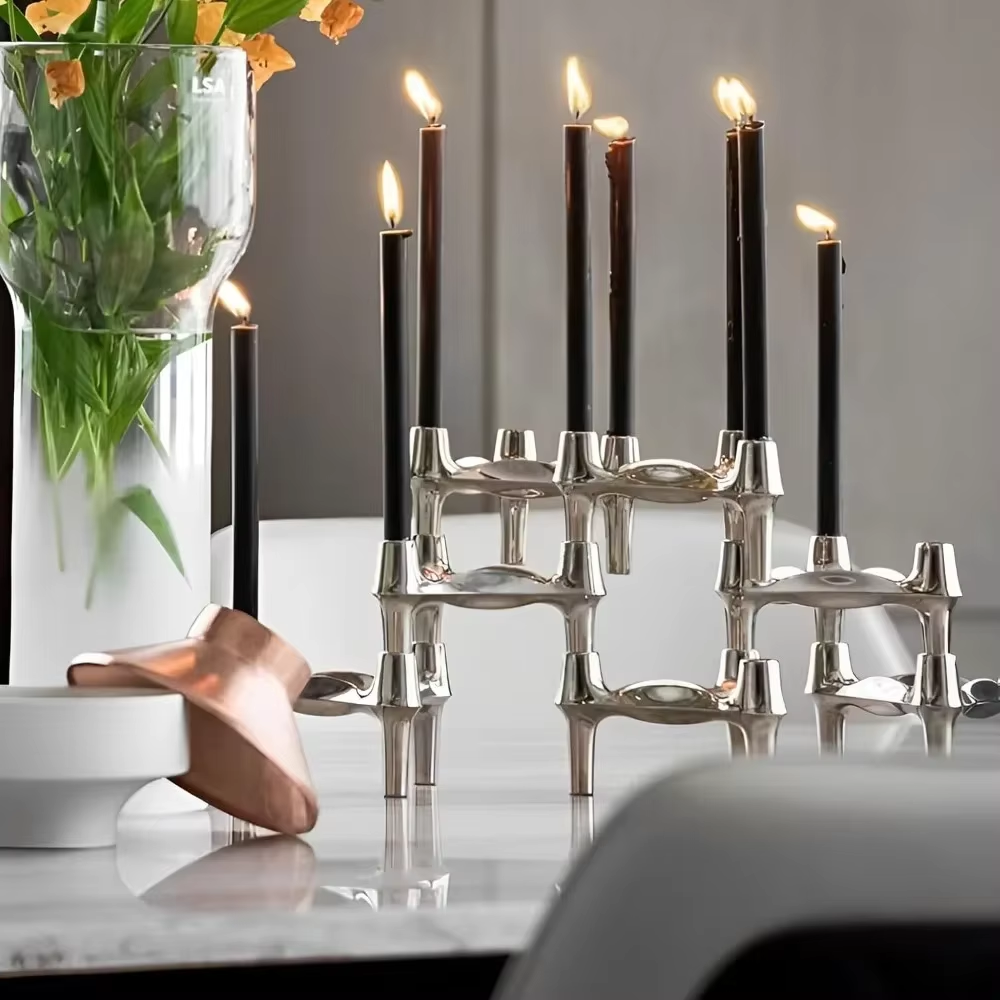 Small Stand Nordic Metal Candlestick For Stick Candelabra Set For 3 Candles Vintage Living Room Dec 0