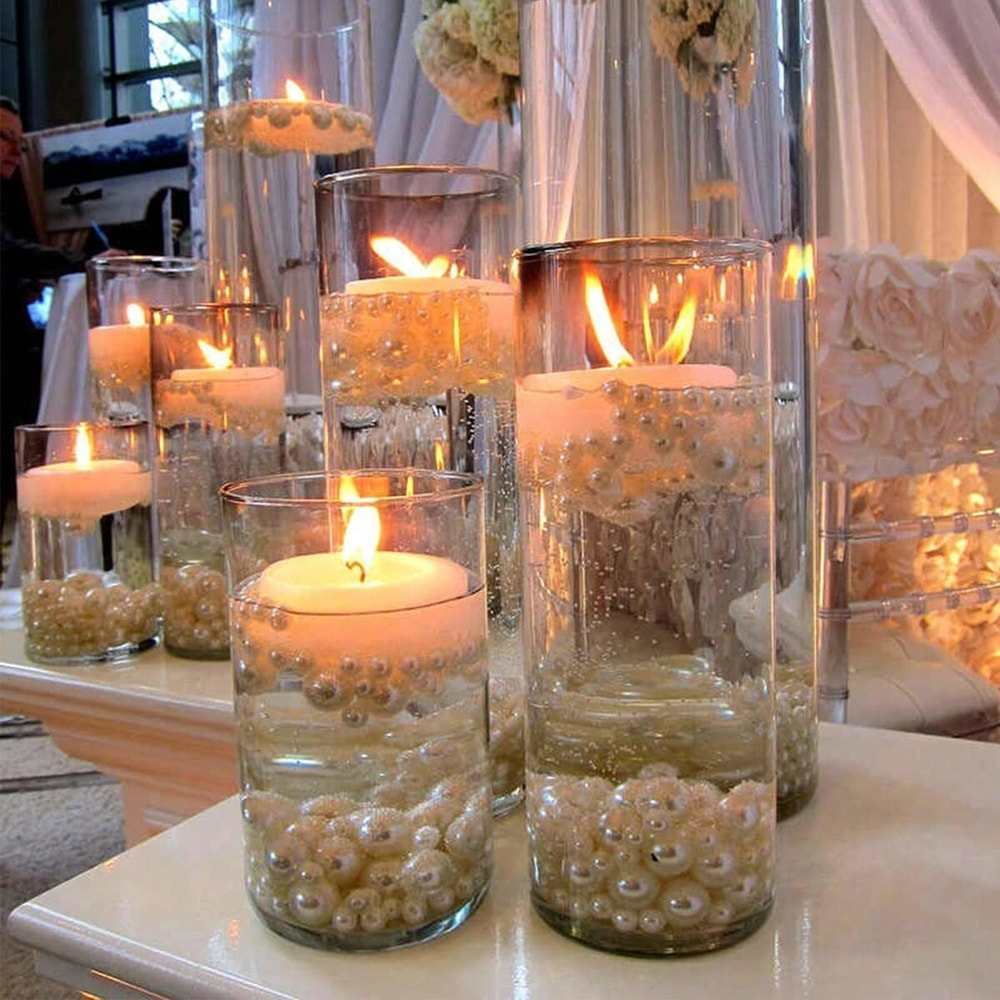 Large Capacity Glass Vase Candle Decoration Straight Tube Wedding Glass Cup Dining Table Storage Ja 2