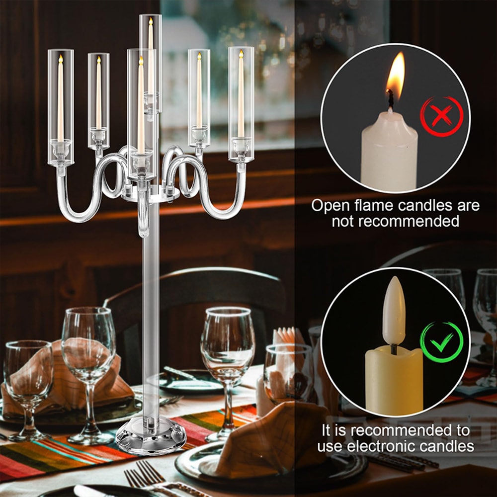 High Acrylic Candle Holder Centerpiece Arm Conical LED Wedding Decor