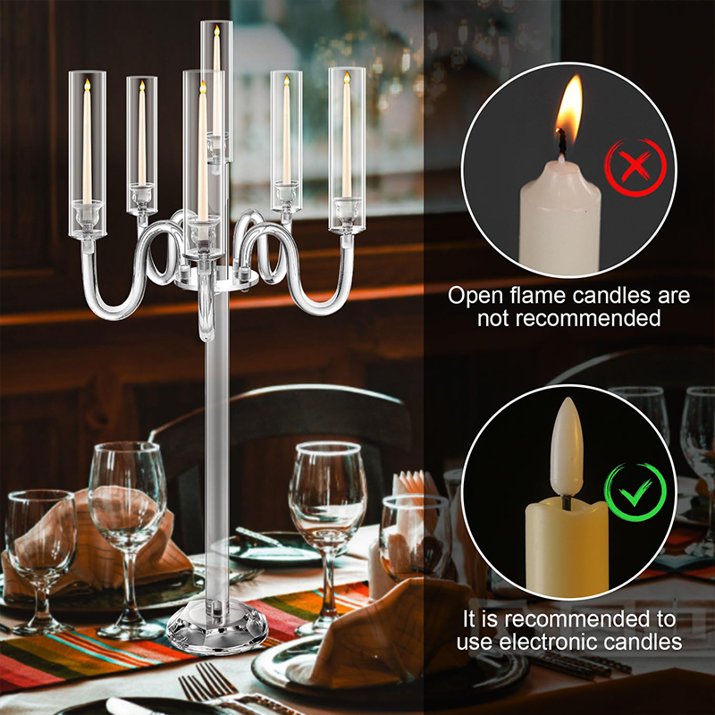High Acrylic Candle Holder Centerpiece Arm Conical LED Wedding Decor