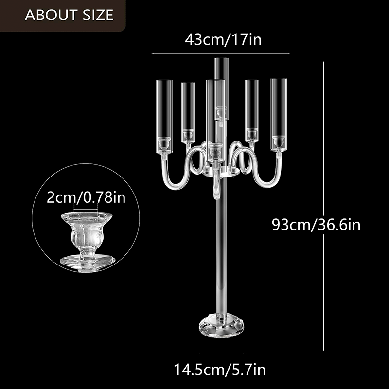 High Acrylic Candle Holder Centerpiece Arm Conical LED Wedding Decor