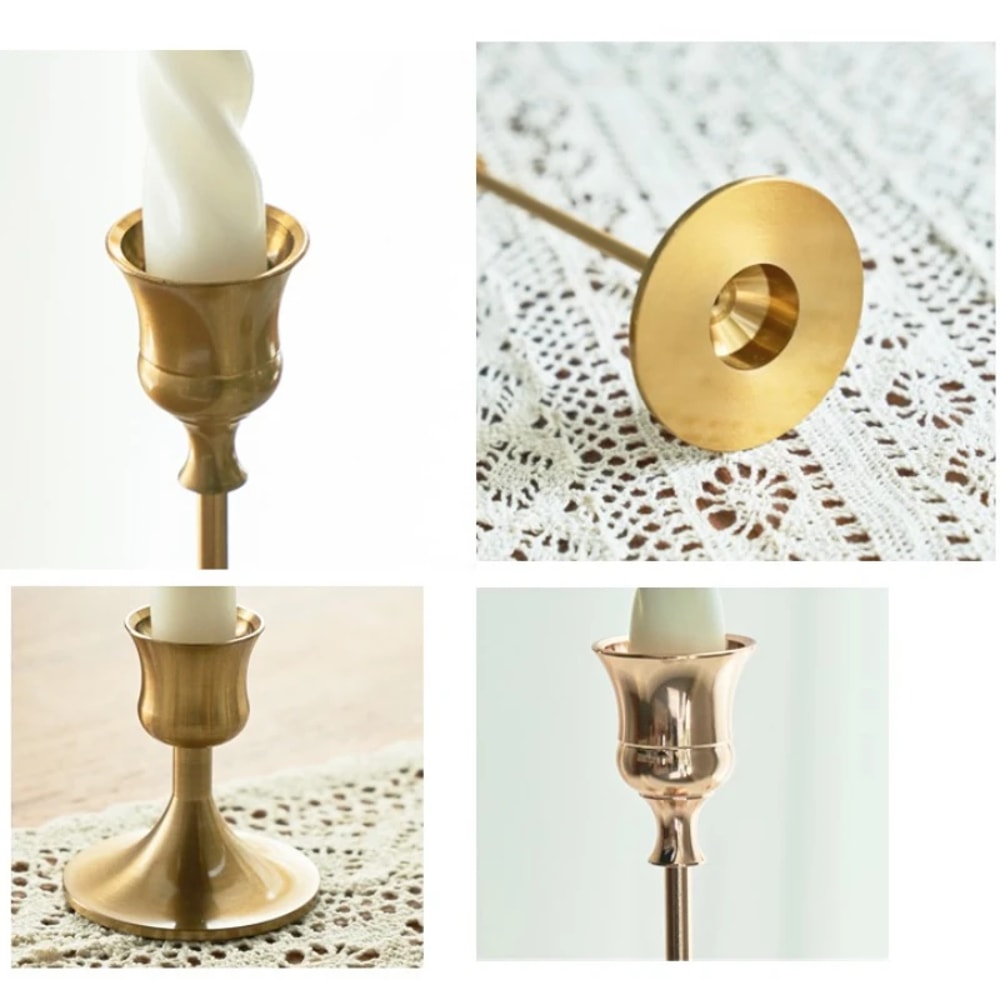 Brass Gold Candlestick Holders Kit Candle Holders Stand For Wedding Party Decorative Dining 5