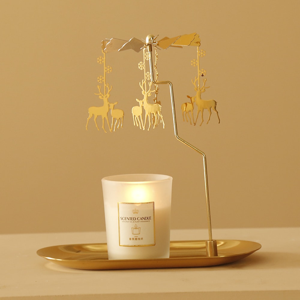 Creative Swing Windmill Tray Rotating Candlestick Scented Candle Romantic Walk Horse Lamp Gift 3