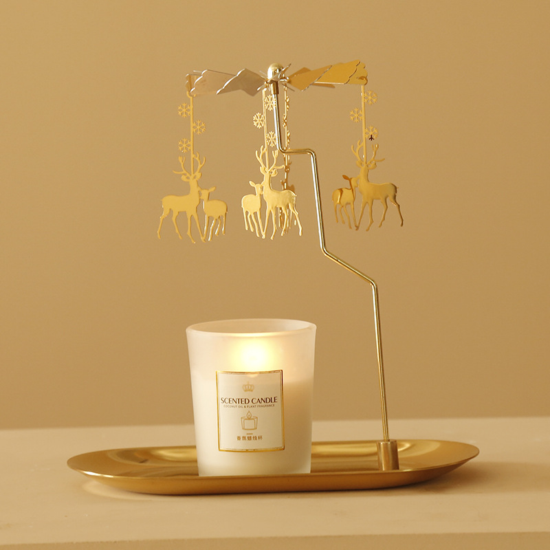 Creative Swing Windmill Tray Rotating Candlestick Scented Candle Romantic Walk Horse Lamp Gift 3