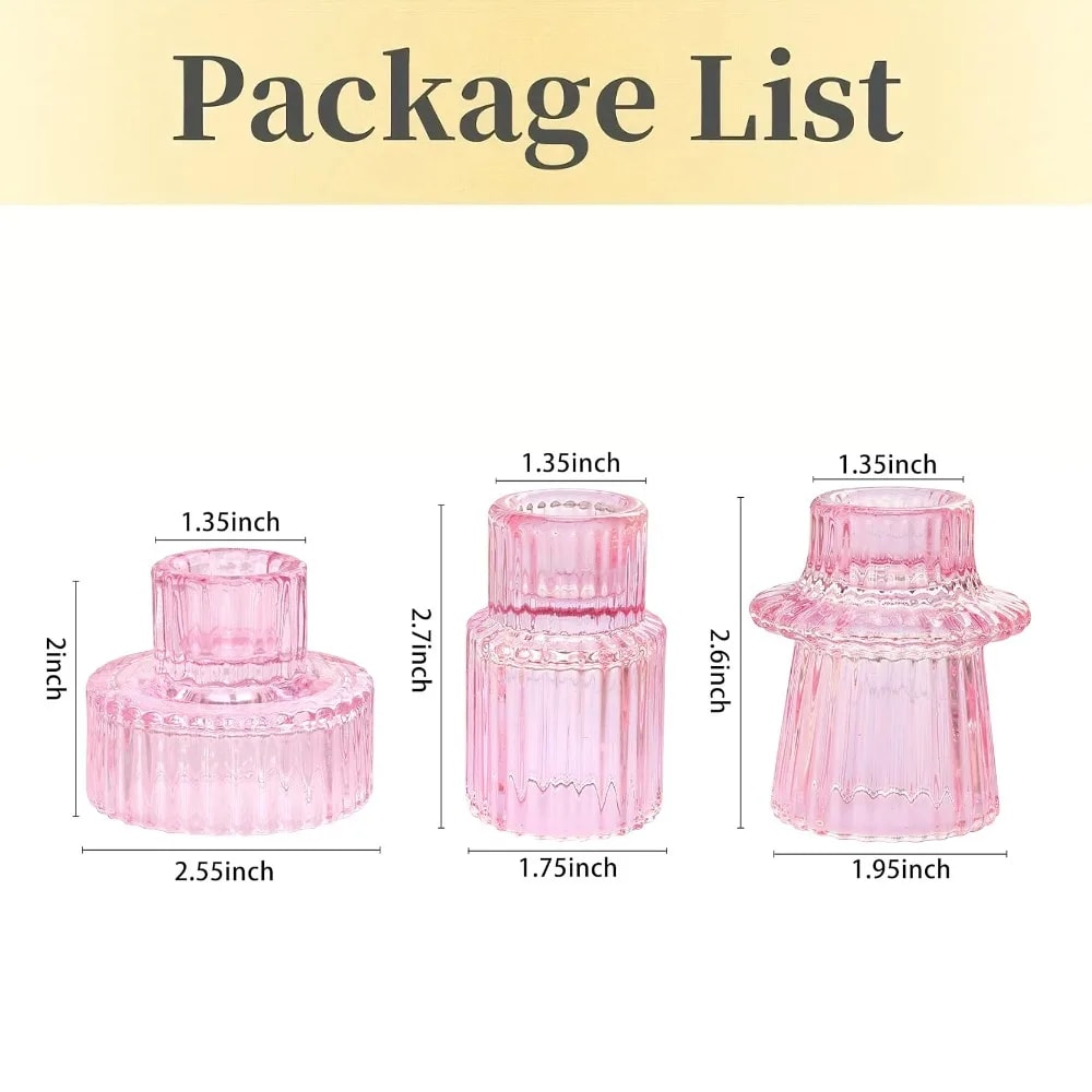 Short Small Glass Taper Candle Holder Set Ribbed Votive Candlestick Holder For Wedding Decor Table 7