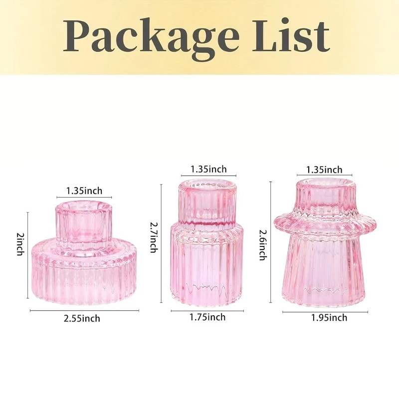 Short Small Glass Taper Candle Holder Set Ribbed Votive Candlestick Holder For Wedding Decor Table 7