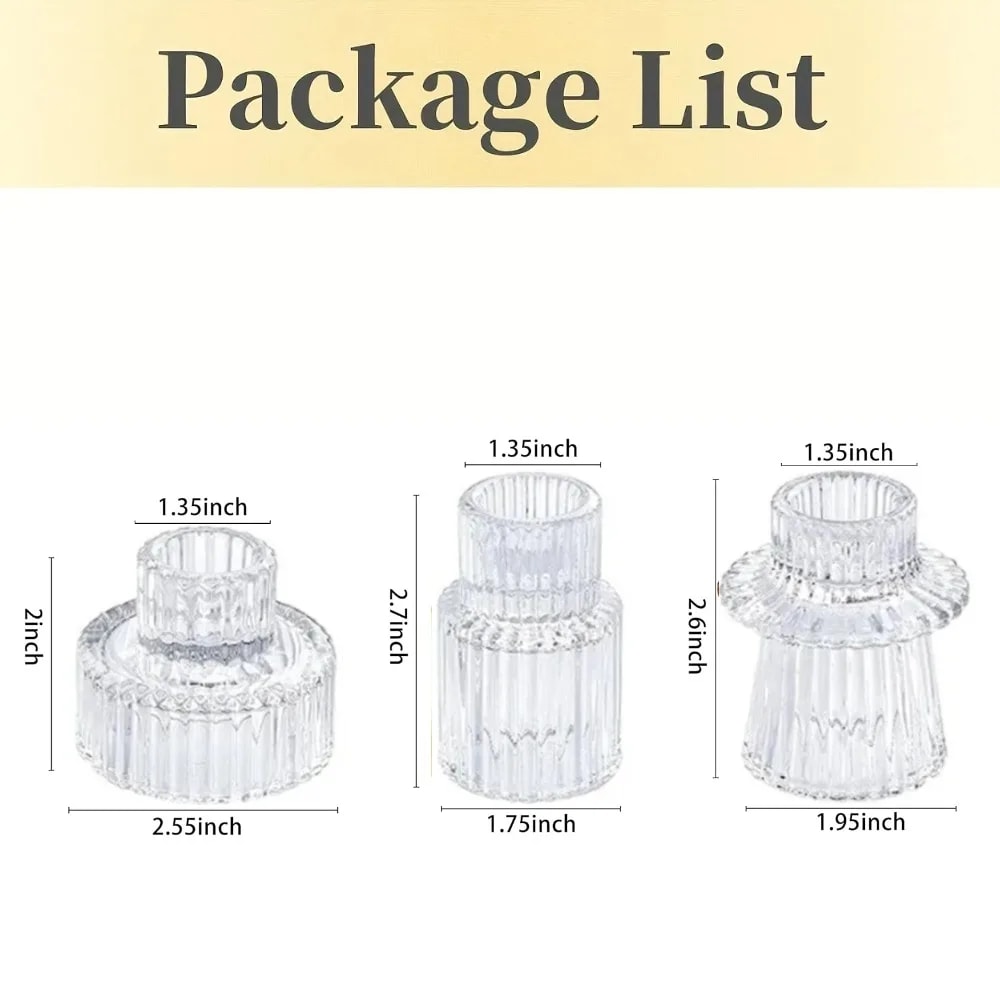 Short Small Glass Taper Candle Holder Set Ribbed Votive Candlestick Holder For Wedding Decor Table 11