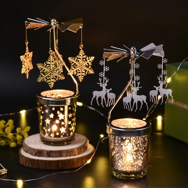 Carousel Candle Stand Hot Rotating Candlestick Hallowmas Home Decoration Party Room Gift 1