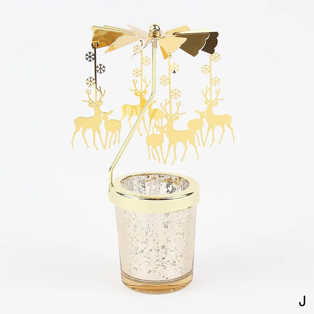 Carousel Candle Stand Hot Rotating Candlestick Hallowmas Home Decoration Party Room Gift 9