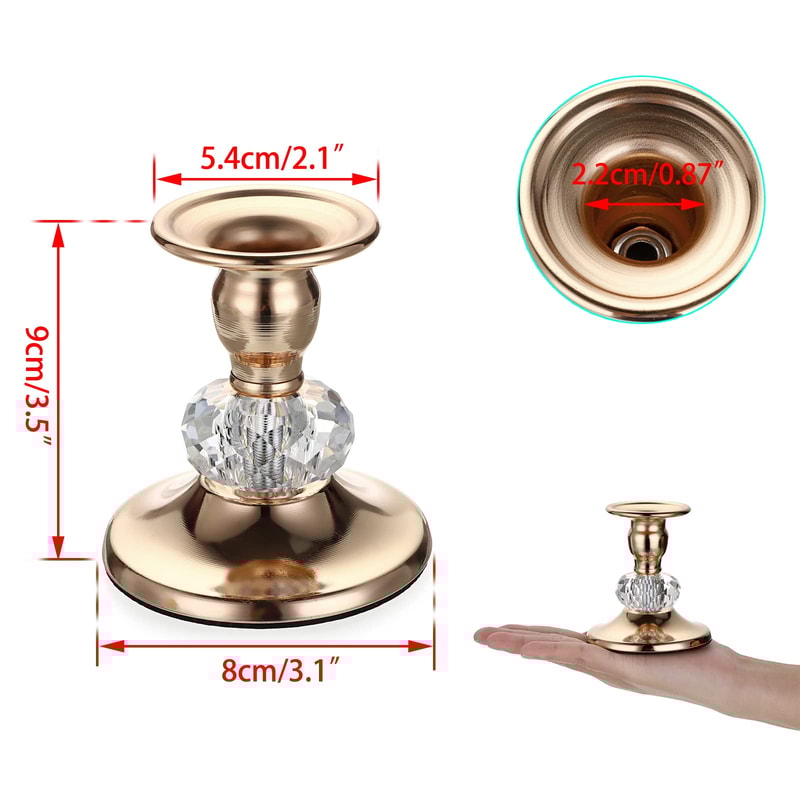 Vintage Brass Taper Candle Holders Gold Metal Taper Candlestick Holders Elegant Metal Crystal Candl 7