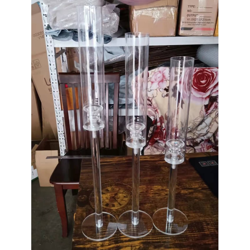 Crystal Candle Holders Set Acrylic Candlestick Road Lead Wedding Christmas Decor