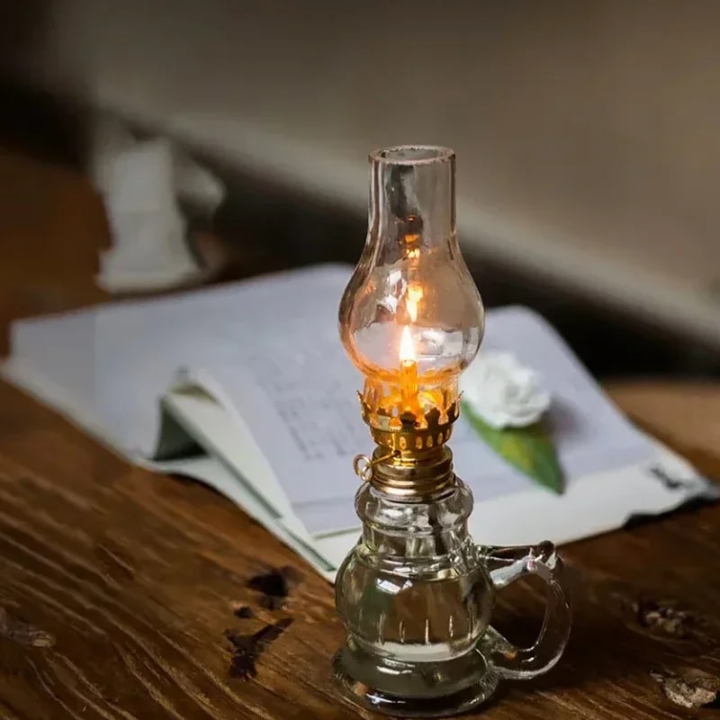 Vintage Retro Kerosene Oil Lamp Windproof Glass Cover For Emergency Lighting And Home Decor 0