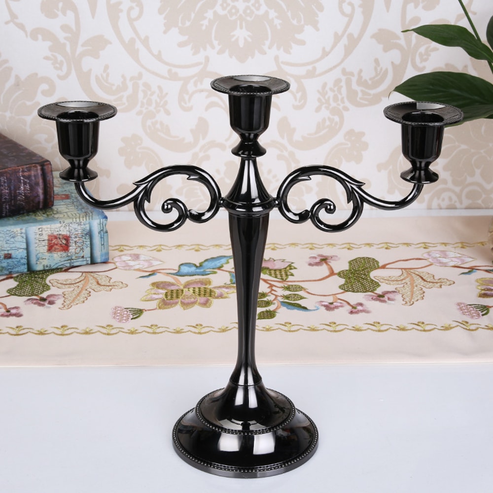 Metal Candlestick Holder Retro 3-Arm Candelabra Wedding Home Decor
