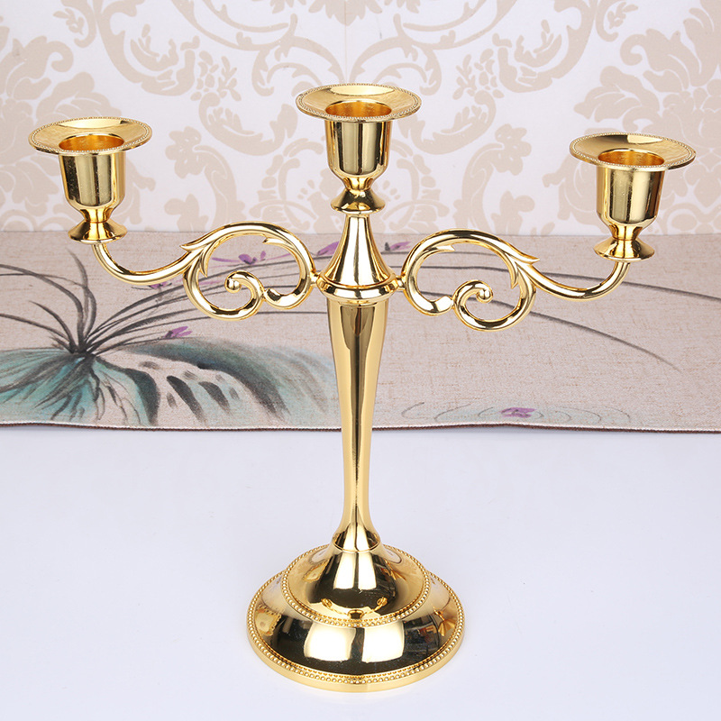 Metal Candlestick Holder Retro 3-Arm Candelabra Wedding Home Decor