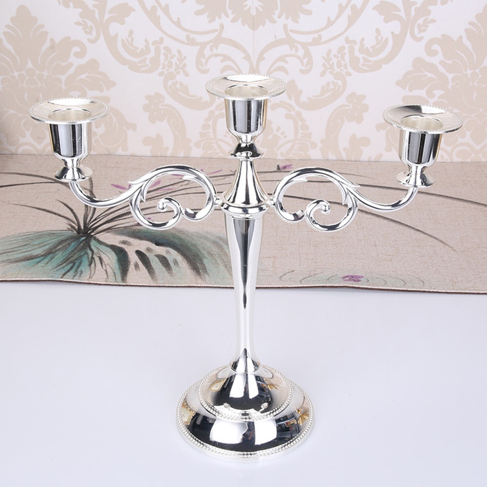 Metal Candlestick Holder Retro 3-Arm Candelabra Wedding Home Decor