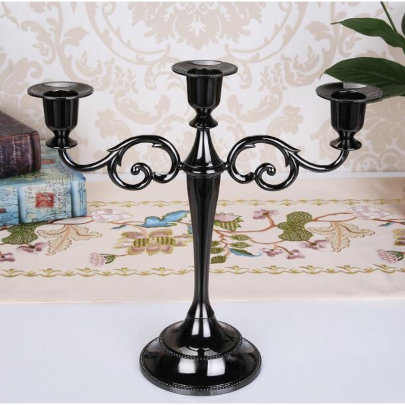 Metal Candlestick Holder Retro 3-Arm Candelabra Wedding Home Decor