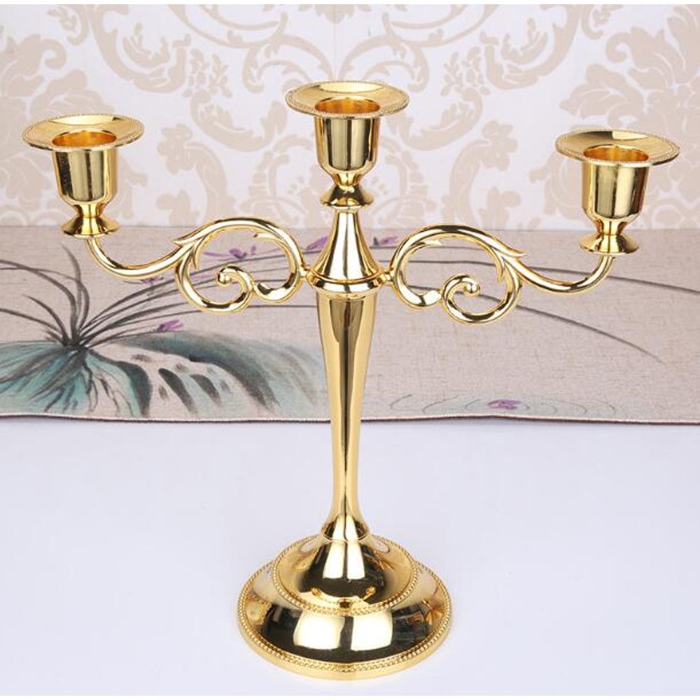 Metal Candlestick Holder Retro 3-Arm Candelabra Wedding Home Decor