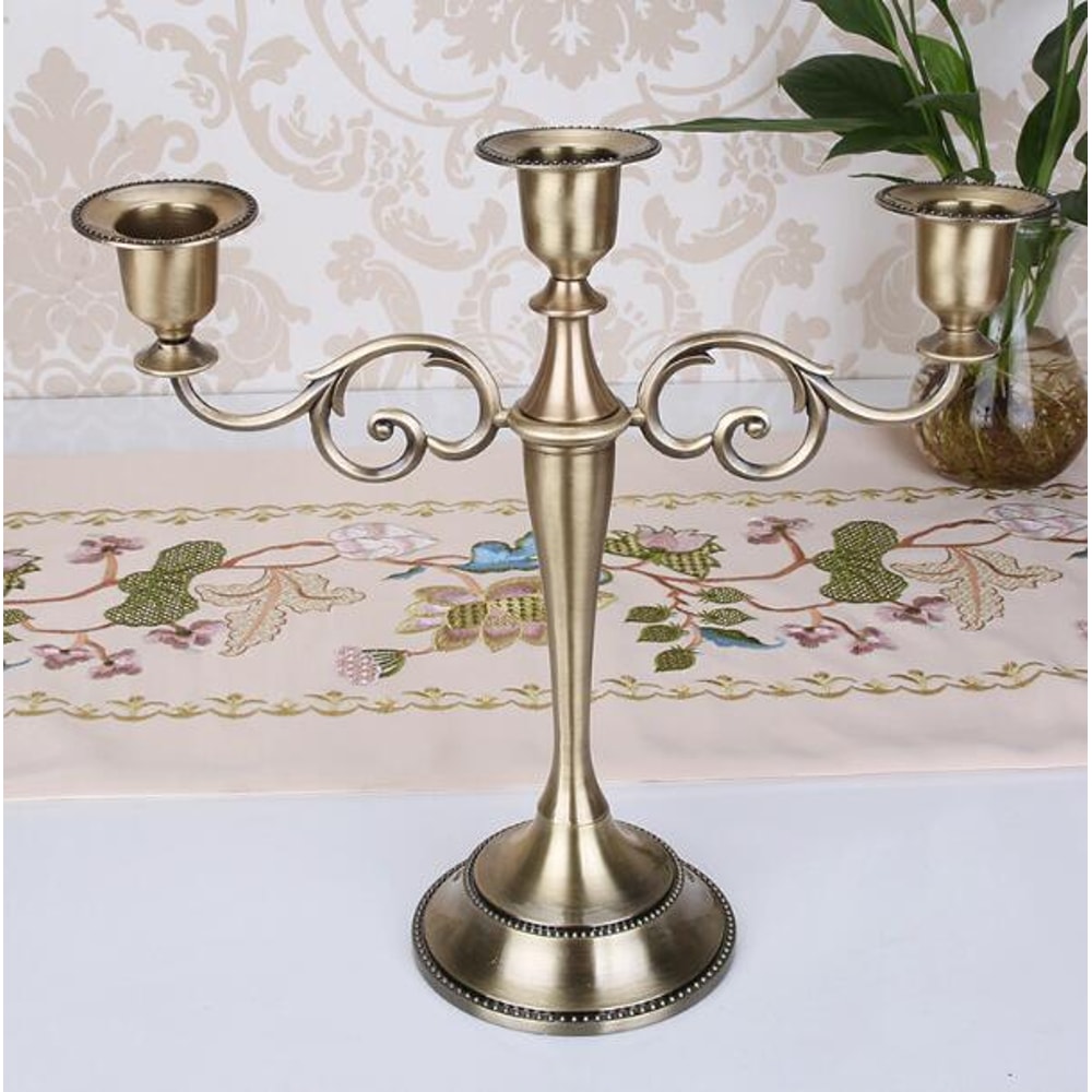 Metal Candlestick Holder Retro 3-Arm Candelabra Wedding Home Decor