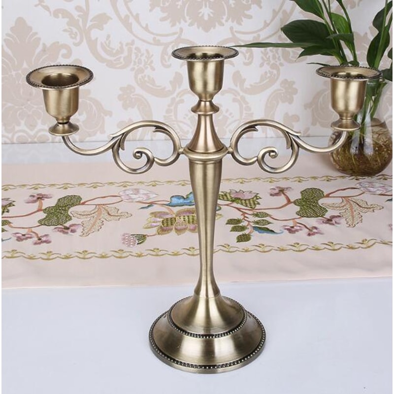 Metal Candlestick Holder Retro 3-Arm Candelabra Wedding Home Decor