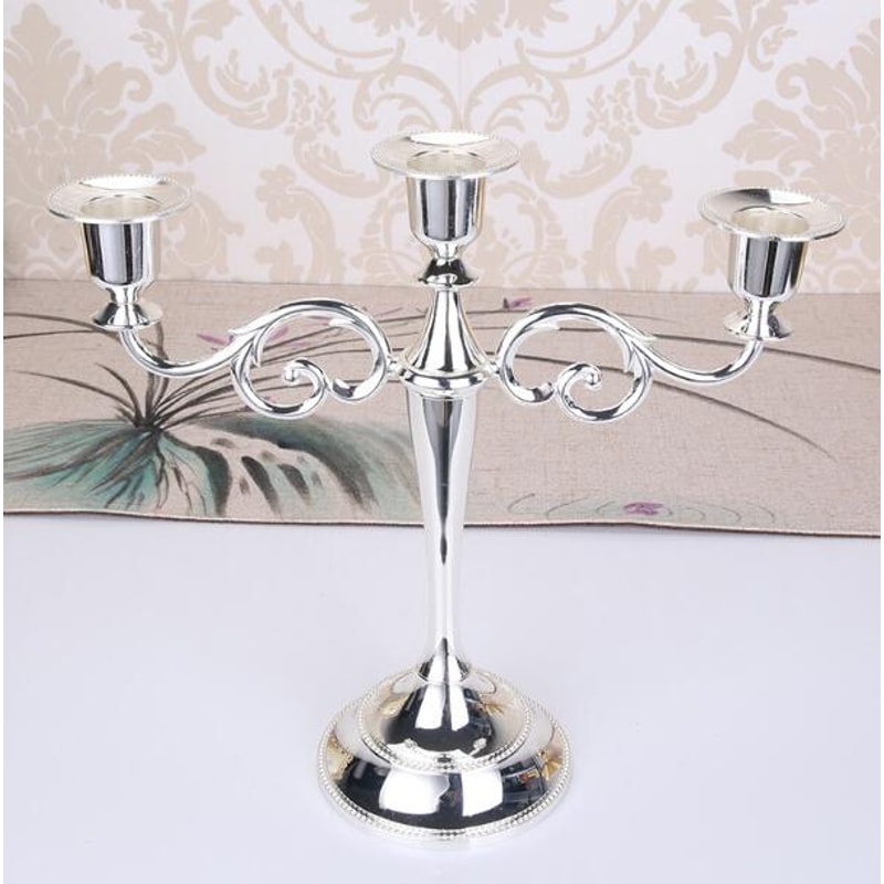 Metal Candlestick Holder Retro 3-Arm Candelabra Wedding Home Decor