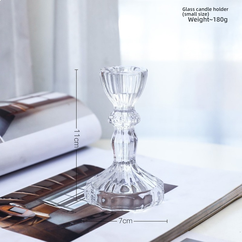 Pillar Glass Candle Wick Holder Clear Candlestick For Dining Table Design Decor 3