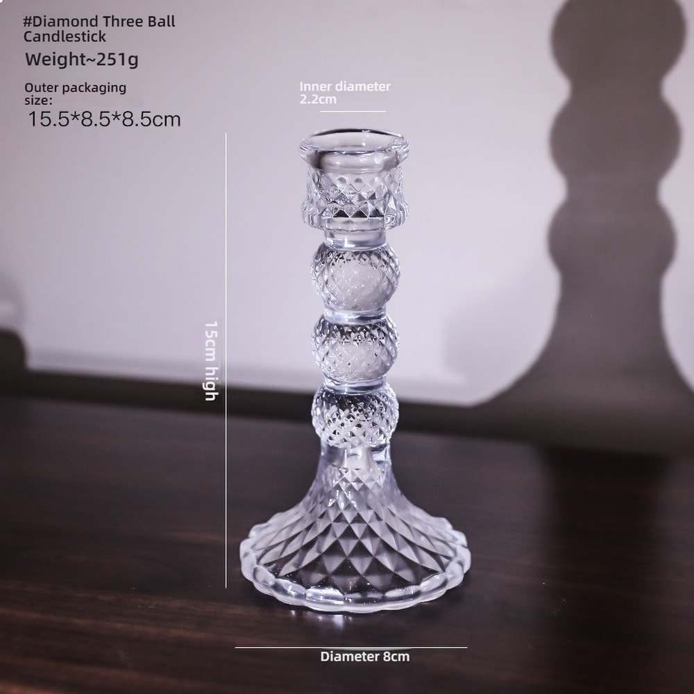 Pillar Glass Candle Wick Holder Clear Candlestick For Dining Table Design Decor 7