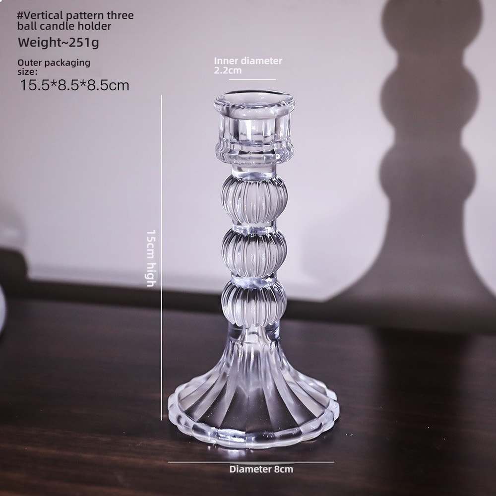 Pillar Glass Candle Wick Holder Clear Candlestick For Dining Table Design Decor 8