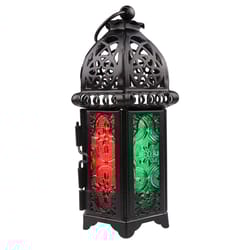 iron hanging candle lantern glass crystal metal hollow candle holder for home coffee shop decoration