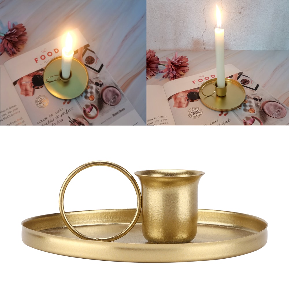Metal Wrought Iron Retro Candle Holder Desktop Candlestick With Handle Wedding Home Decoration 0