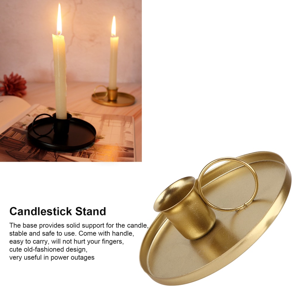 Metal Wrought Iron Retro Candle Holder Desktop Candlestick With Handle Wedding Home Decoration 2