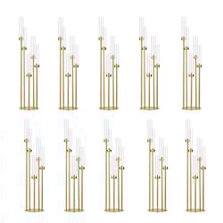 gold floor candelabra tall floor candle holder with acrylic lampshade for wedding table birthday party